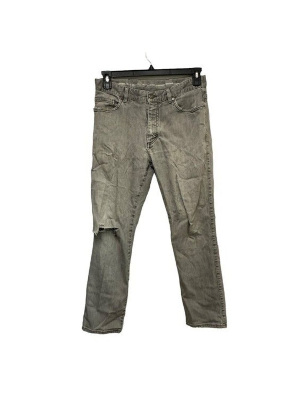Ermenegildo Zegna Men's 33 x 27 Gray Denim Jeans Distressed Designer Trashed